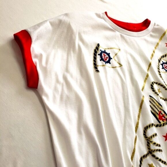 NWT K.K. Made in USA Vintage Nautical Anchor White and Red Top Sz 22W - Picture 13 of 16